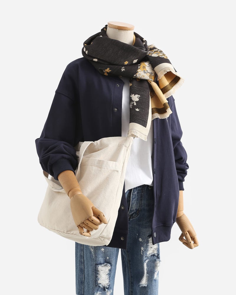 Jeelow Canvas Shoulder Tote Bag Crossbody Handbag Multiple Pockets For Men & Women - Image 3